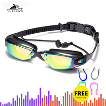 Load image into Gallery viewer, Professional Swimming Goggles swimming glasses with earplugs Nose clip Electroplate Waterproof Silicone очки для плавания adluts