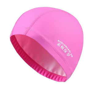 New 2019 Elastic Waterproof PU Fabric Protect Ears Long Hair Sports Swim Pool Hat Swimming Cap Free size for Men & Women Adults