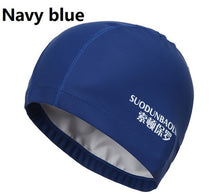 Load image into Gallery viewer, New 2019 Elastic Waterproof PU Fabric Protect Ears Long Hair Sports Swim Pool Hat Swimming Cap Free size for Men &amp; Women Adults