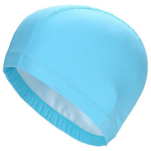 Load image into Gallery viewer, New 2019 Elastic Waterproof PU Fabric Protect Ears Long Hair Sports Swim Pool Hat Swimming Cap Free size for Men &amp; Women Adults