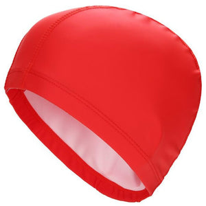 New 2019 Elastic Waterproof PU Fabric Protect Ears Long Hair Sports Swim Pool Hat Swimming Cap Free size for Men & Women Adults